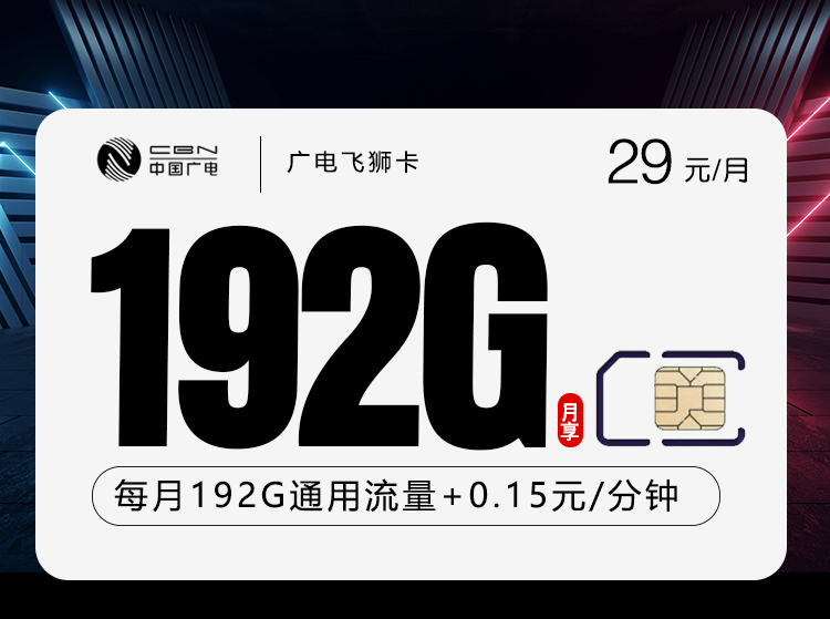 广电飞狮卡5.0【29元192G】