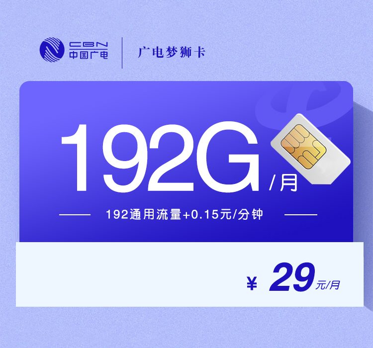 广电梦狮卡【29元192G】